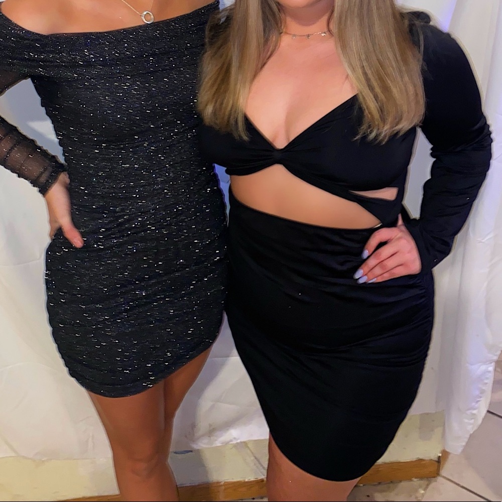 Black long sleeve cut out dress